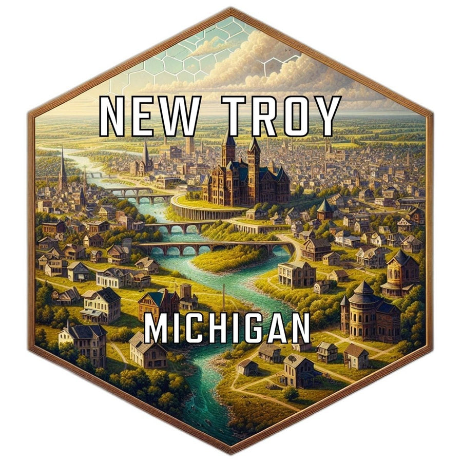 Troy Michigan Souvenir Travel Destination Die Cut Hexagon Fridge Magnet Image 1