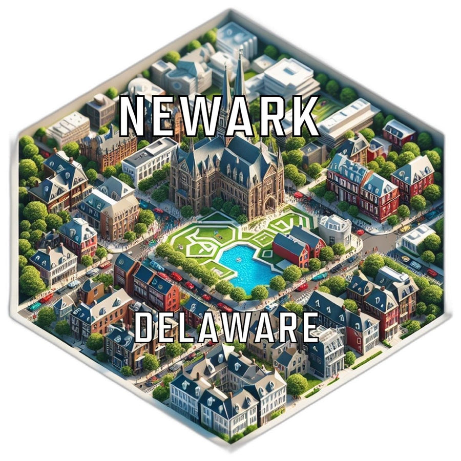 Newark Delaware Souvenir Travel Destination Die Cut Hexagon Fridge Magnet Image 1