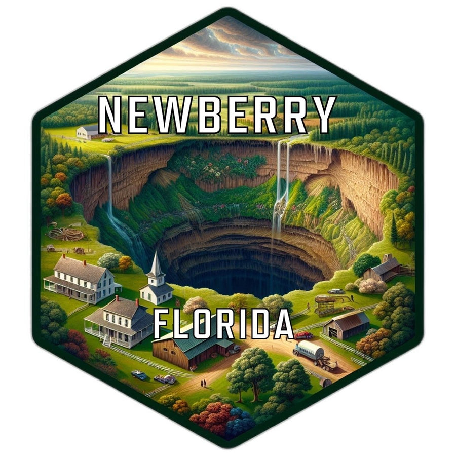 Newberry Florida Souvenir Travel Destination Die Cut Hexagon Fridge Magnet Image 1