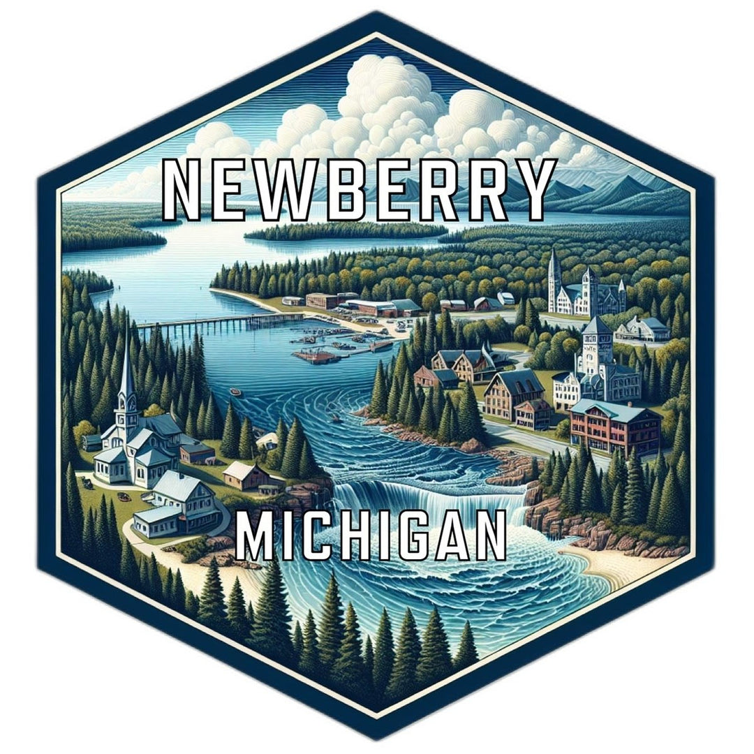 Newberry Michigan Souvenir Travel Destination Die Cut Hexagon Fridge Magnet Image 1