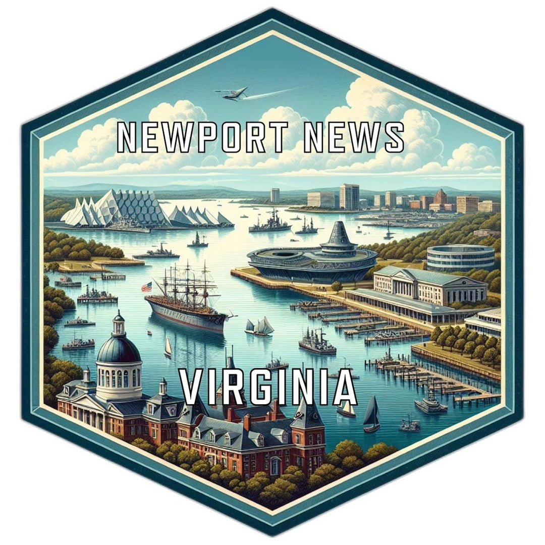 Newport News Virginia Souvenir Travel Destination Die Cut Hexagon Fridge Magnet Image 1