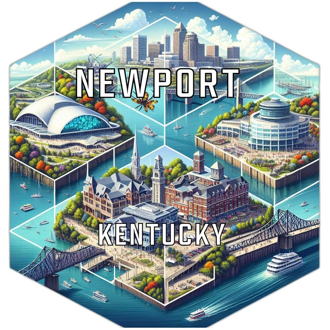 Newport Kentucky Souvenir Travel Destination Die Cut Hexagon Fridge Magnet Image 1