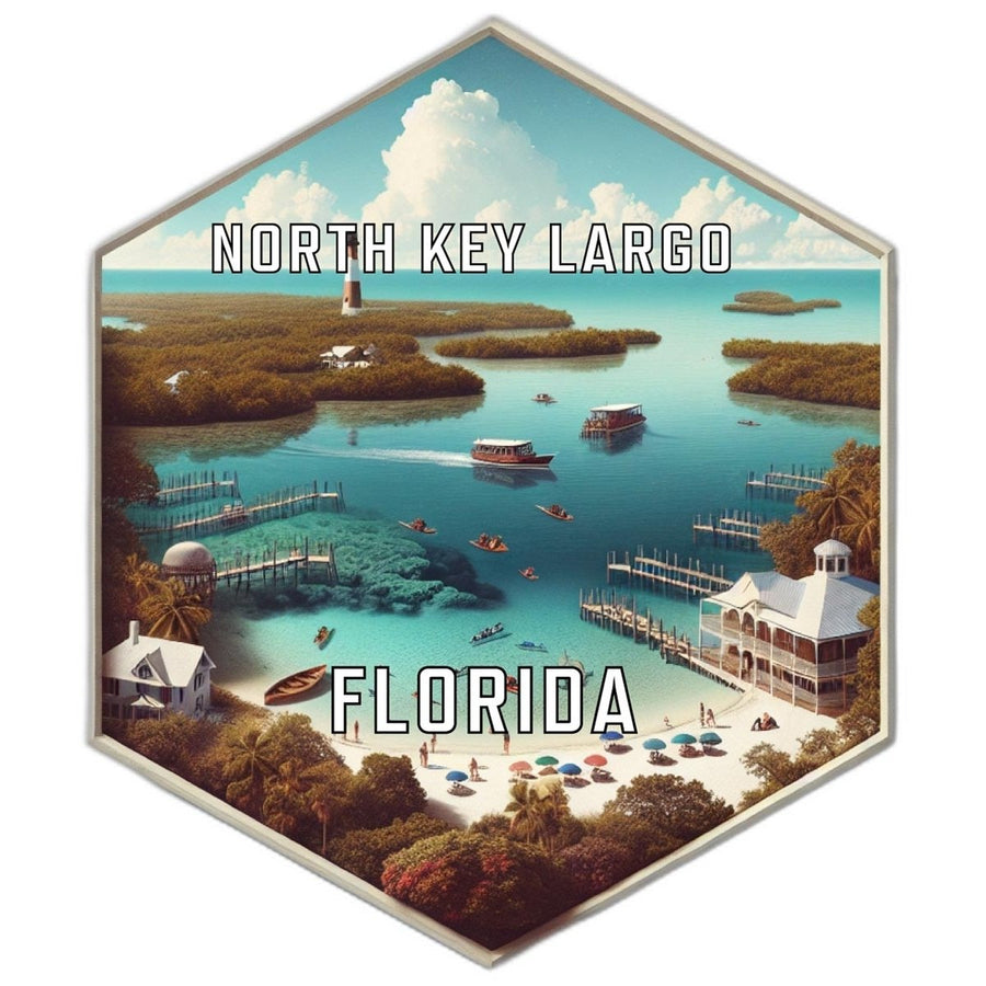 North Key Largo Florida Souvenir Travel Destination Die Cut Hexagon Fridge Magnet Image 1