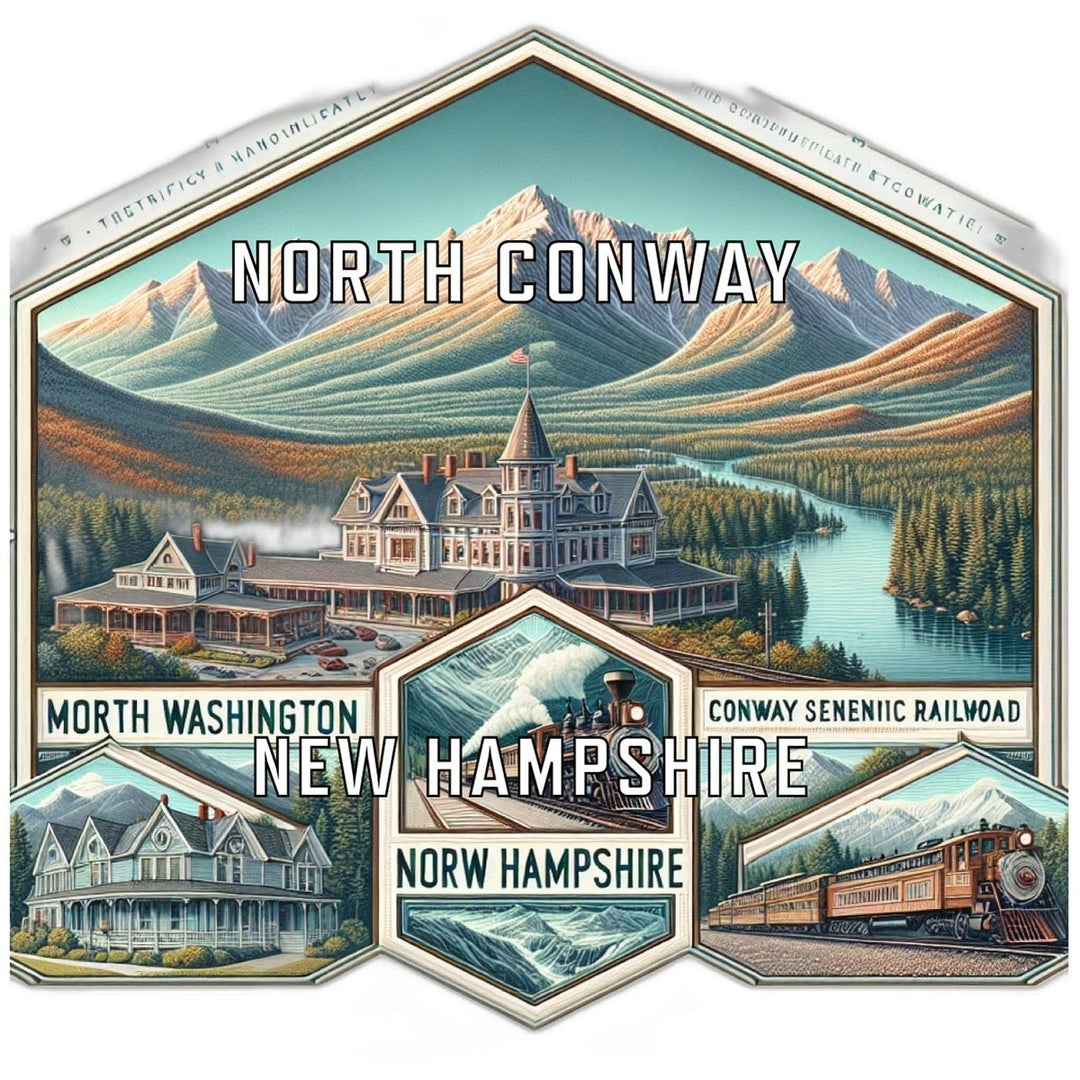 North Conway Hampshire Souvenir Travel Destination Die Cut Hexagon Fridge Magnet Image 1