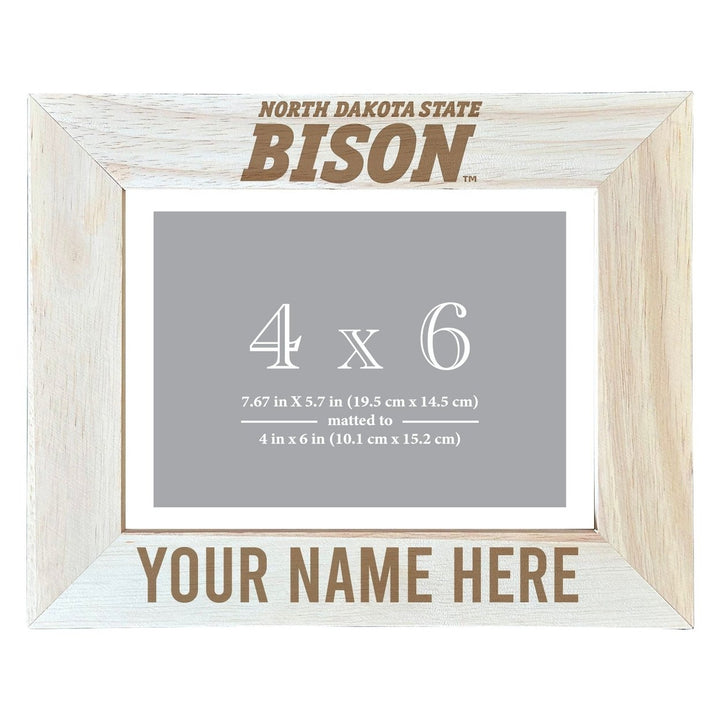 North Dakota State Bison Customizable Wooden Photo Frame Matted 4"x 6" Officially Licensed Collegiate Product Image 1