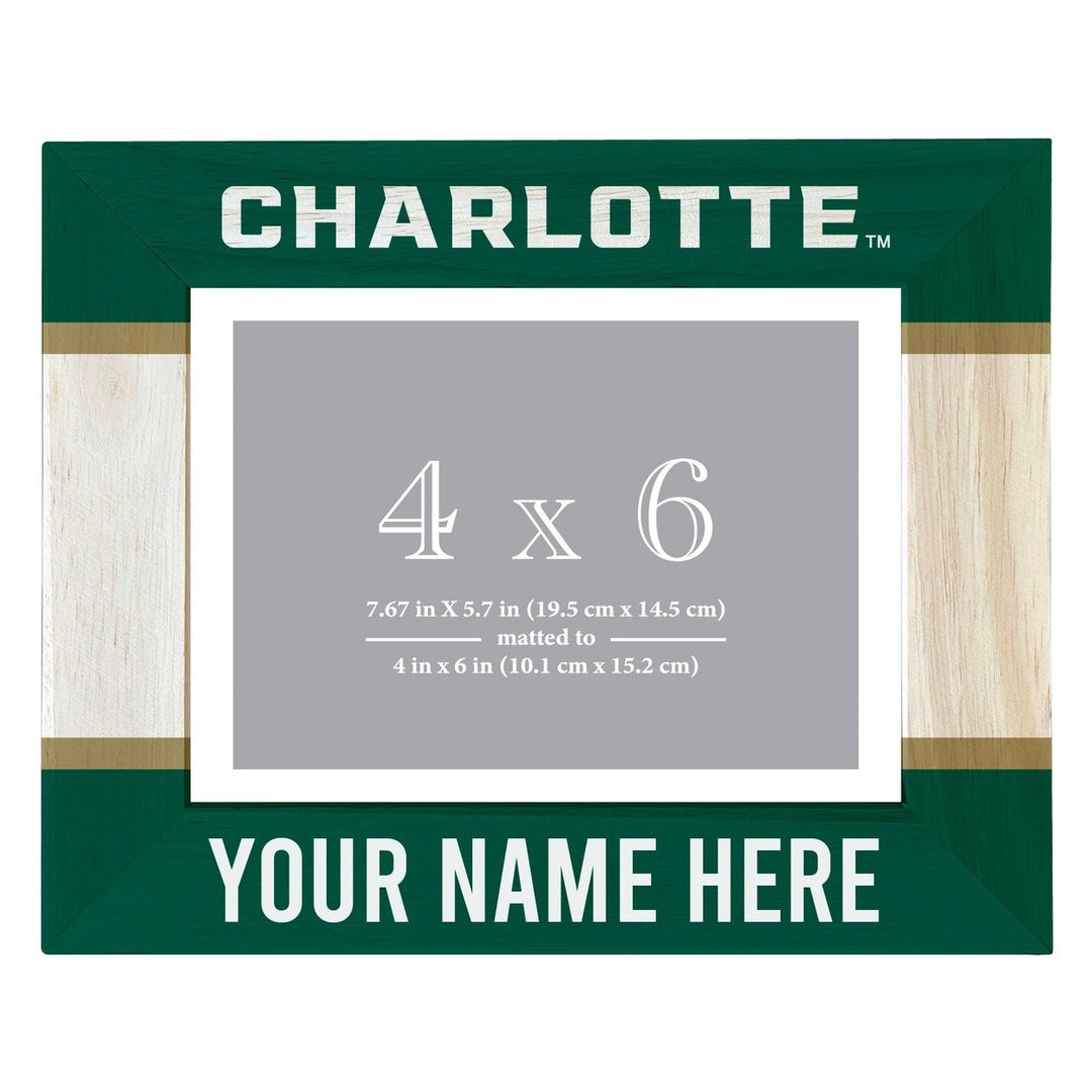 North Carolina Charlotte Forty-Niners Customizable Wooden Photo Frame Matted 4"x 6" Officially Licensed Collegiate Image 1