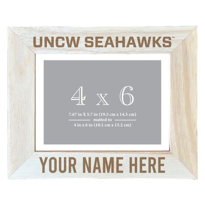 North Carolina Wilmington Seahawks Customizable Wooden Photo Frame Matted 4"x 6" Officially Licensed Collegiate Product Image 1