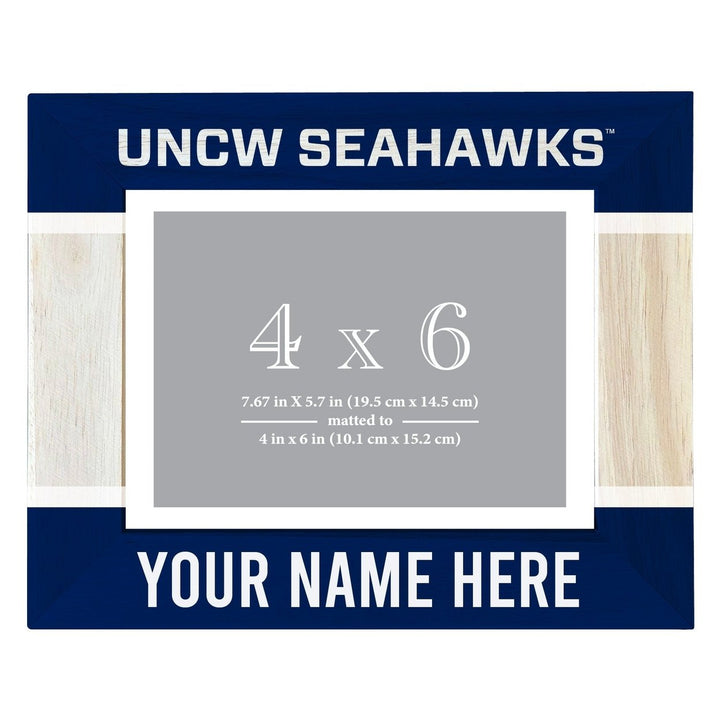 North Carolina Wilmington Seahawks Customizable Wooden Photo Frame Matted 4"x 6" Officially Licensed Collegiate Product Image 1