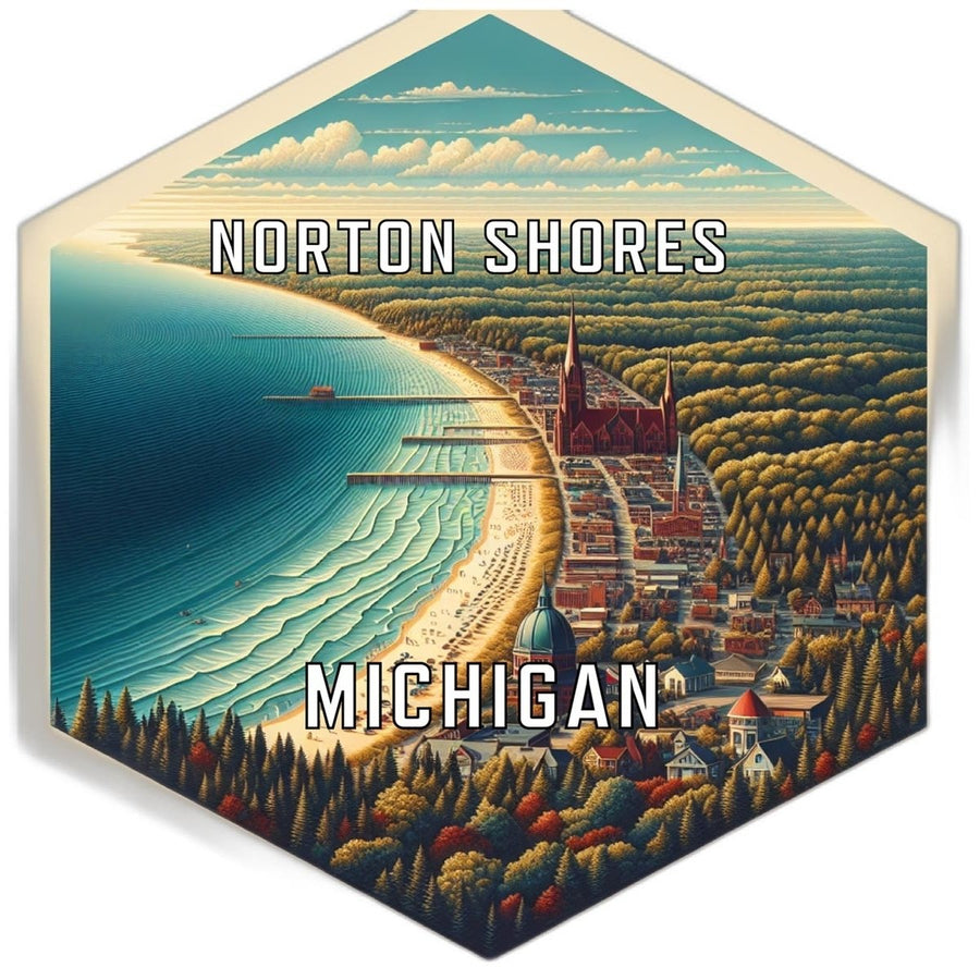 Norton Shores Michigan Souvenir Travel Destination Die Cut Hexagon Fridge Magnet Image 1