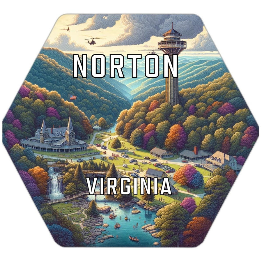 Norton Virginia Souvenir Travel Destination Die Cut Hexagon Fridge Magnet Image 1