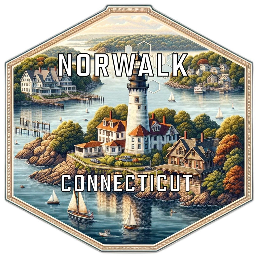 Norwalk Connecticut Souvenir Travel Destination Die Cut Hexagon Fridge Magnet Image 1