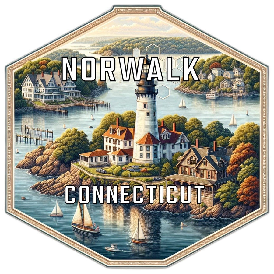 Norwalk Connecticut Souvenir Travel Destination Die Cut Hexagon Fridge Magnet Image 1