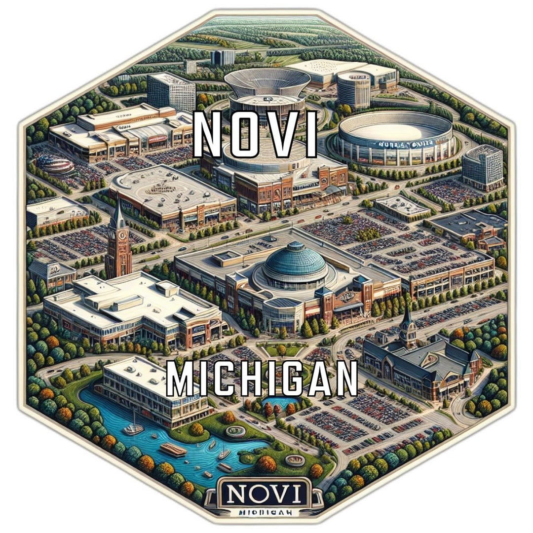 Novi Michigan Souvenir Travel Destination Die Cut Hexagon Fridge Magnet Image 1