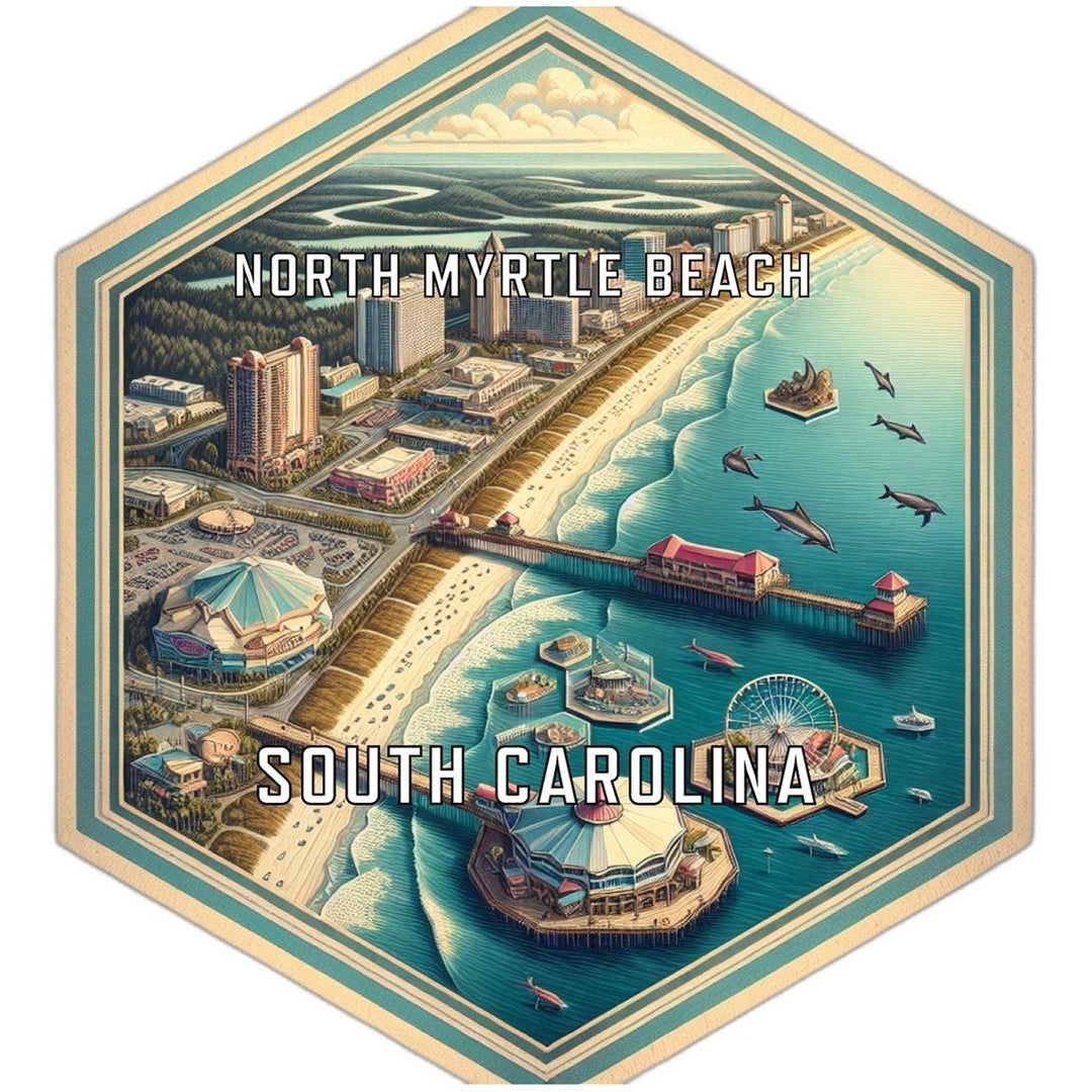 North Myrtle Beach South Carolina Souvenir Travel Destination Die Cut Hexagon Fridge Magnet Image 1