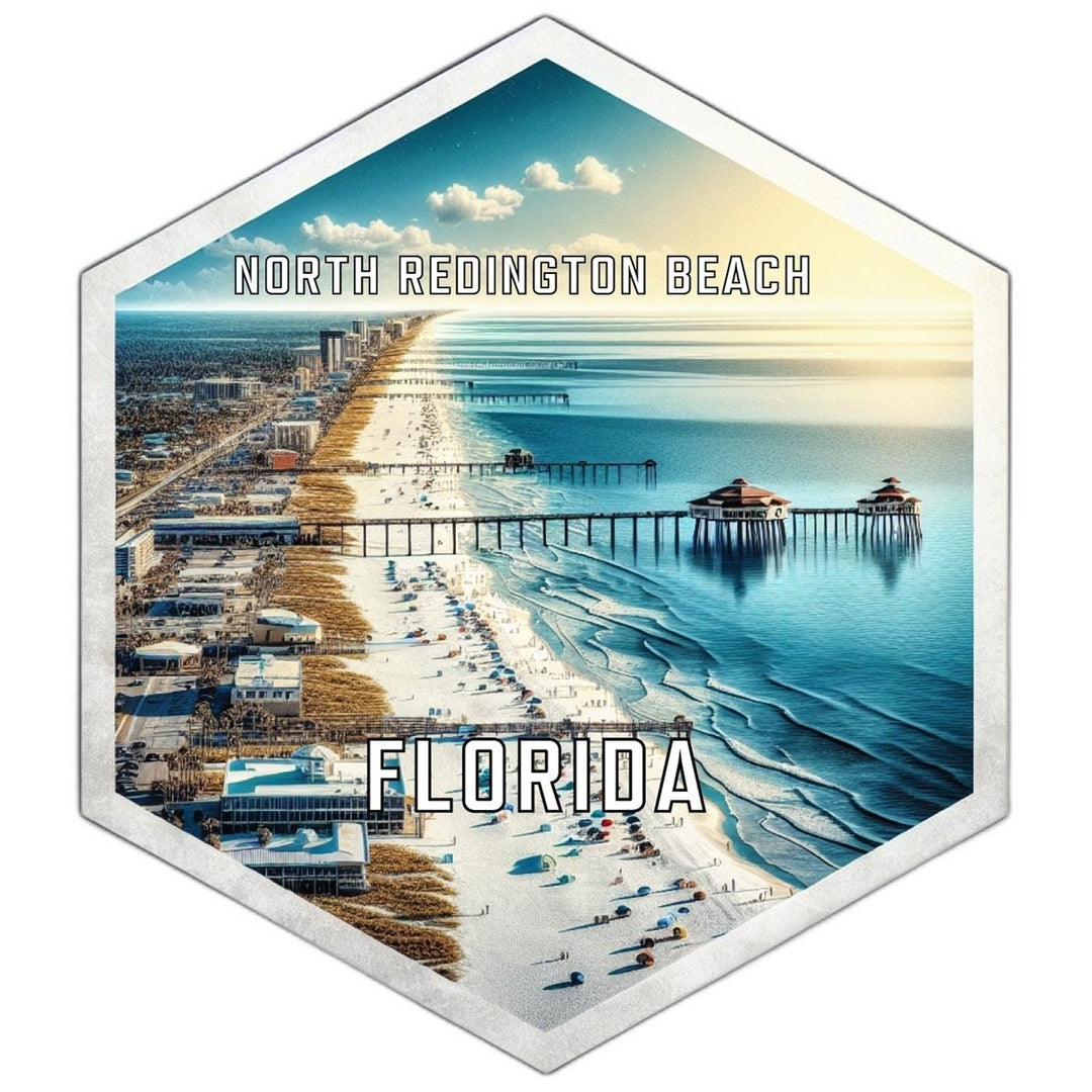 North Redington Beach Florida Souvenir Travel Destination Die Cut Hexagon Fridge Magnet Image 1