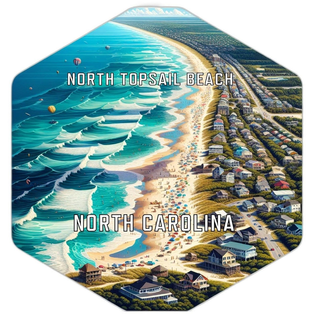 North Topsail Beach North Carolina Souvenir Travel Destination Die Cut Hexagon Fridge Magnet Image 1