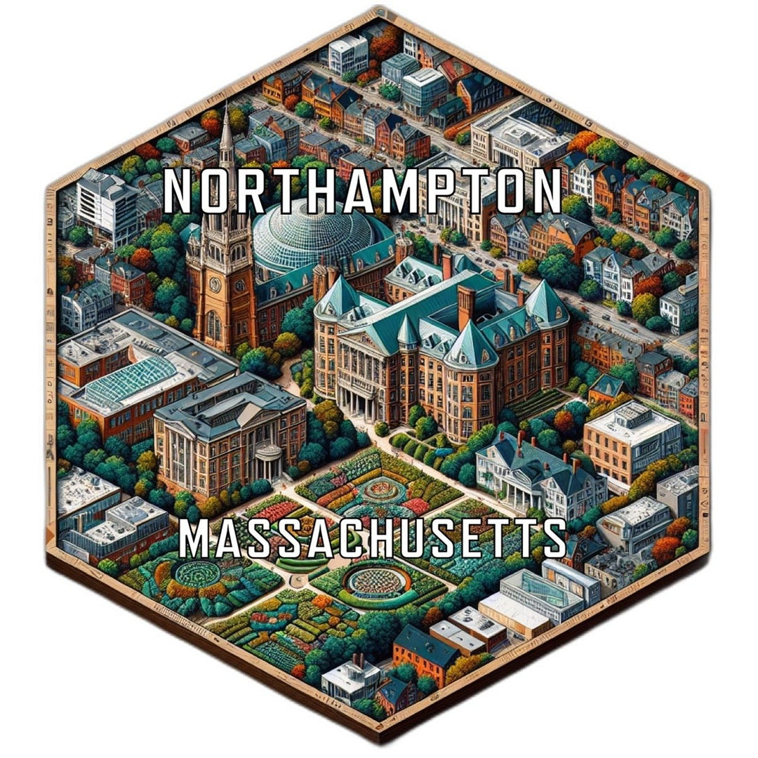 Northampton Massachusetts Souvenir Travel Destination Die Cut Hexagon Fridge Magnet Image 1