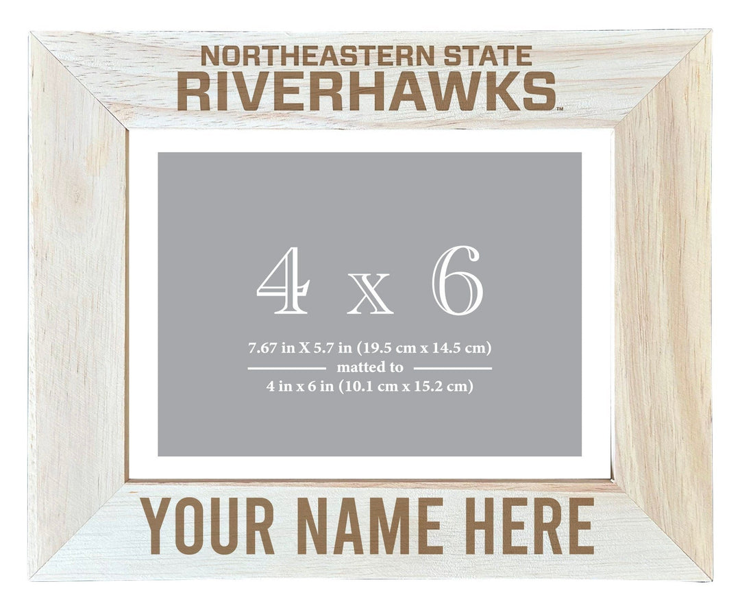 Northeastern State University Riverhawks Customizable Wooden Photo Frame Matted 4"x 6" Officially Licensed Collegiate Image 1