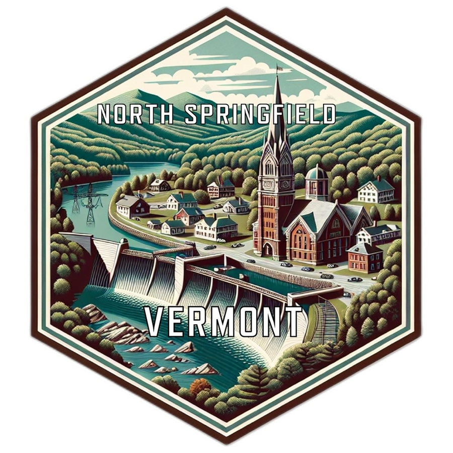 North Springfield Vermont Souvenir Travel Destination Die Cut Hexagon Fridge Magnet Image 1