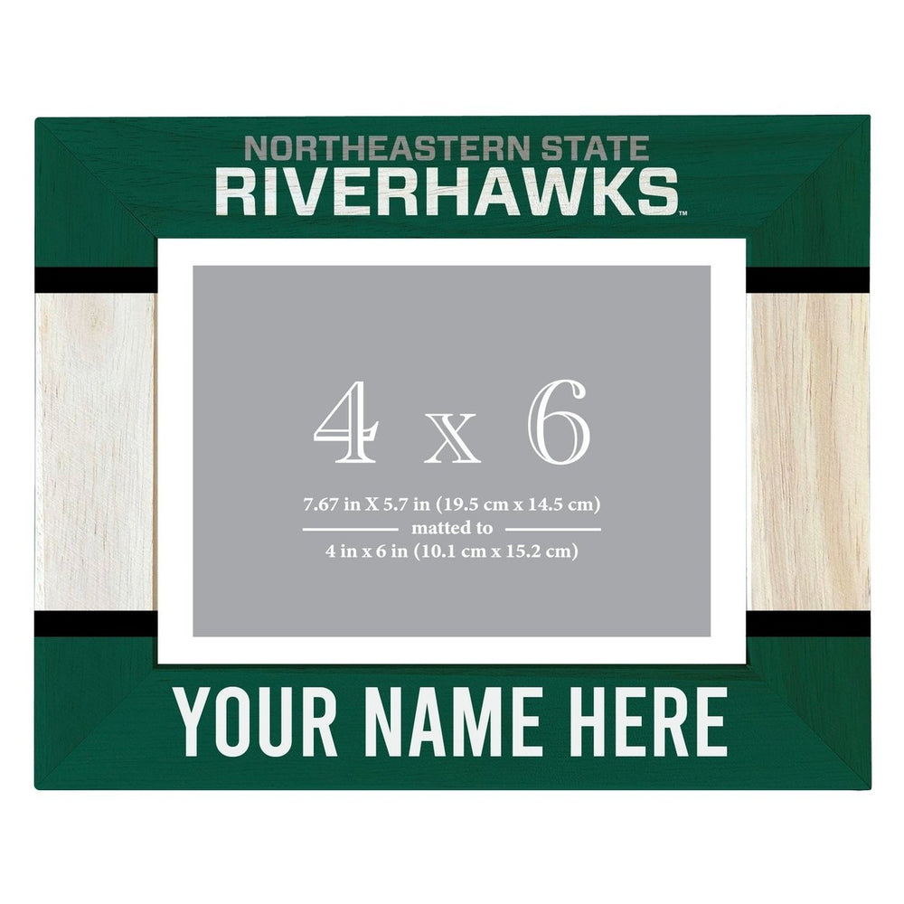 Northeastern State University Riverhawks Customizable Wooden Photo Frame Matted 4"x 6" Officially Licensed Collegiate Image 2