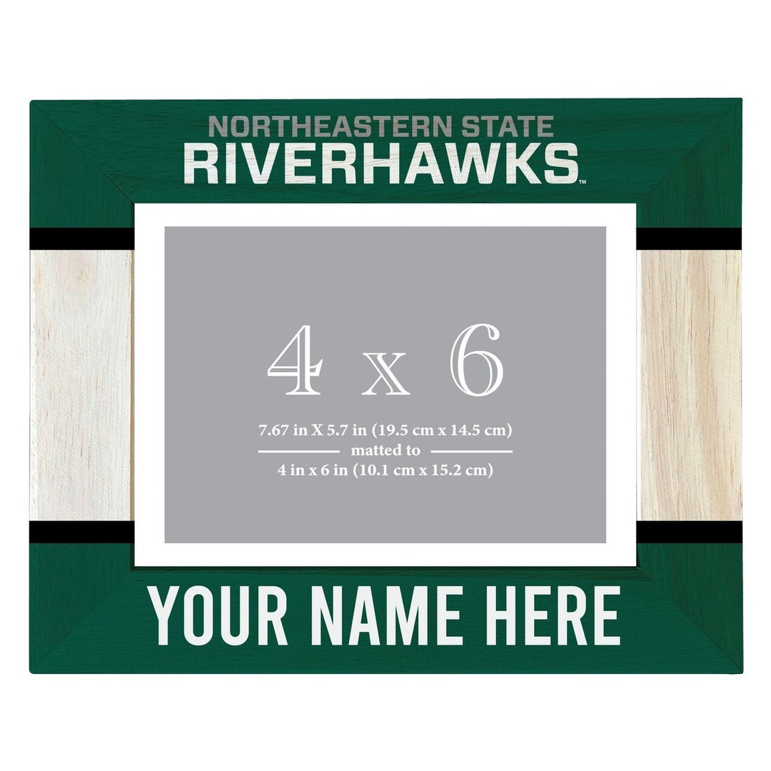 Northeastern State University Riverhawks Customizable Wooden Photo Frame Matted 4"x 6" Officially Licensed Collegiate Image 1