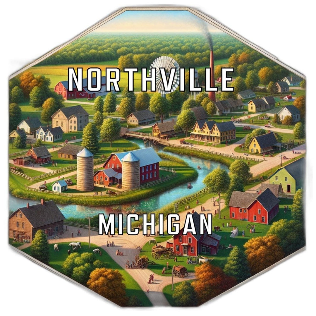 Northville Michigan Souvenir Travel Destination Die Cut Hexagon Fridge Magnet Image 1