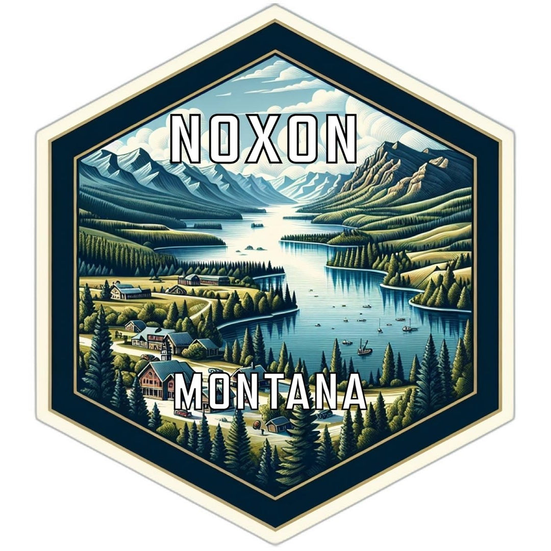 Noxon Montana Souvenir Travel Destination Die Cut Hexagon Fridge Magnet Image 1