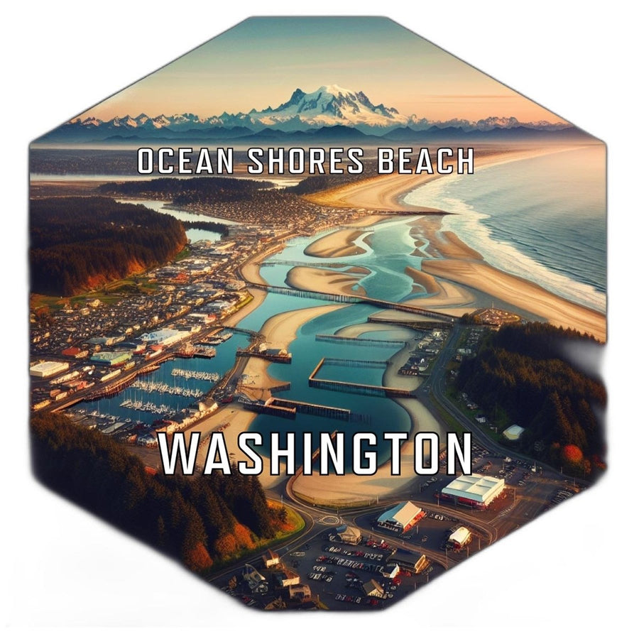 Ocean Shores Beach Washington Souvenir Travel Destination Die Cut Hexagon Fridge Magnet Image 1