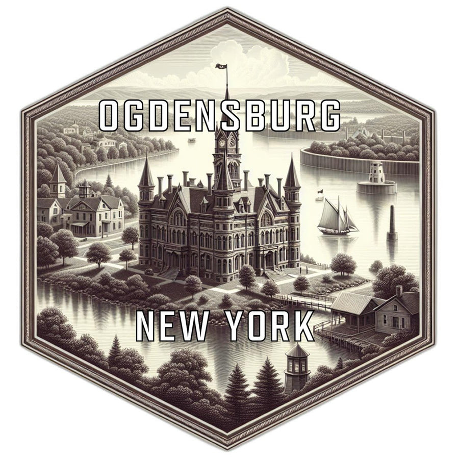 Ogdensburg York Souvenir Travel Destination Die Cut Hexagon Fridge Magnet Image 1