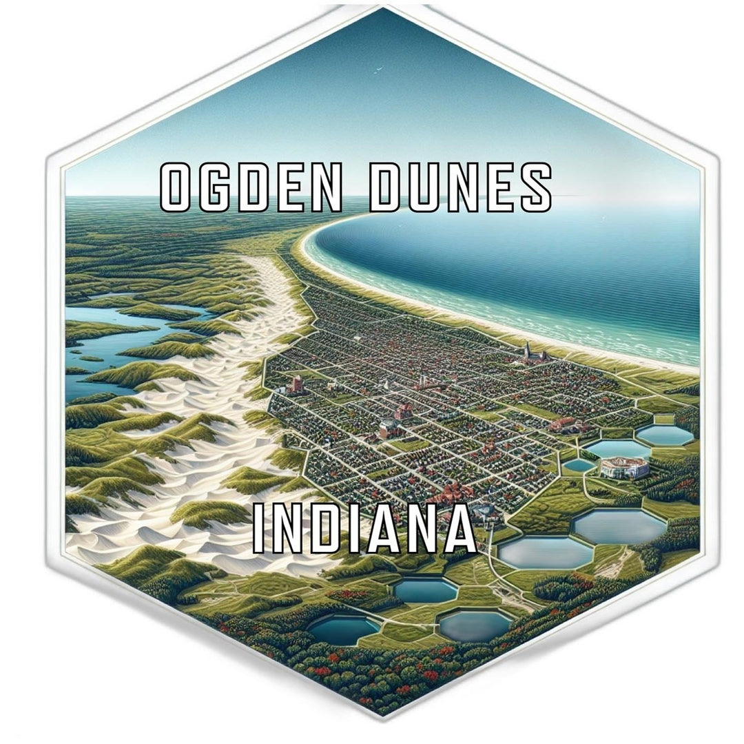 Ogden Dunes Indiana Souvenir Travel Destination Die Cut Hexagon Fridge Magnet Image 1