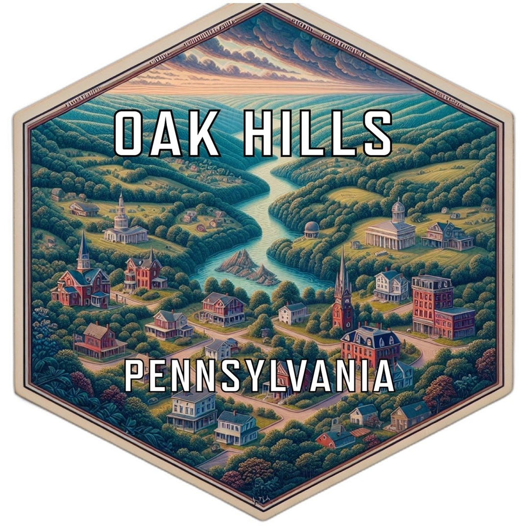 Oak Hills Pennsylvania Souvenir Travel Destination Die Cut Hexagon Fridge Magnet Image 1