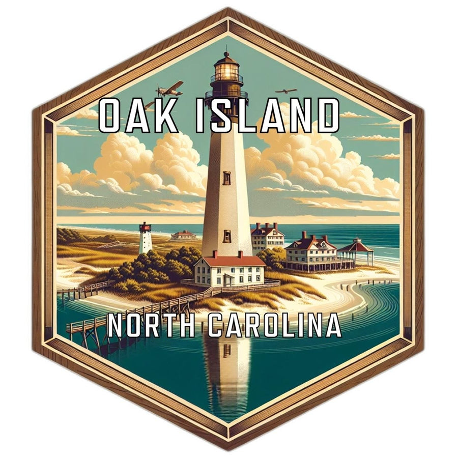 Oak Island North Carolina Souvenir Travel Destination Die Cut Hexagon Fridge Magnet Image 1