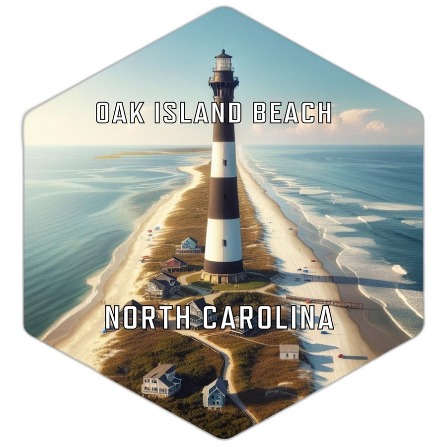 Oak Island Beach North Carolina Souvenir Travel Destination Die Cut Hexagon Fridge Magnet Image 1