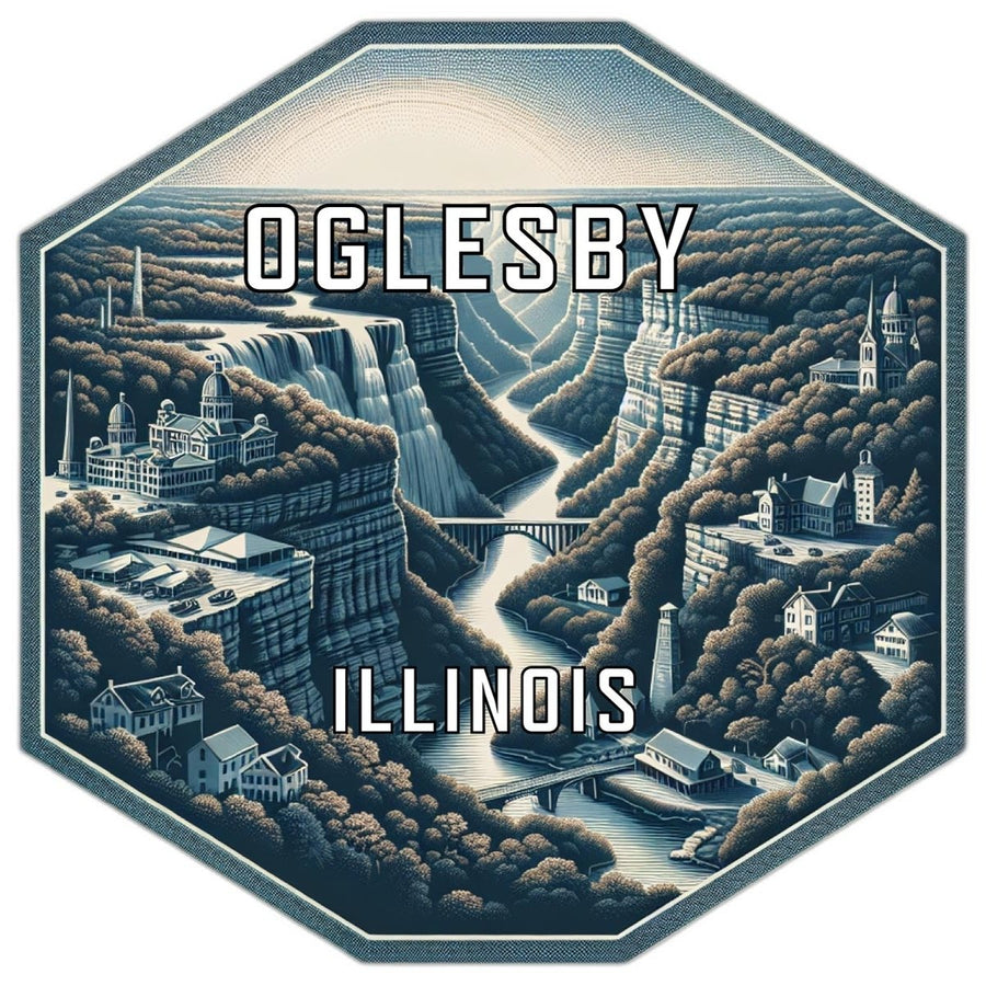 Oglesby Illinois Souvenir Travel Destination Die Cut Hexagon Fridge Magnet Image 1