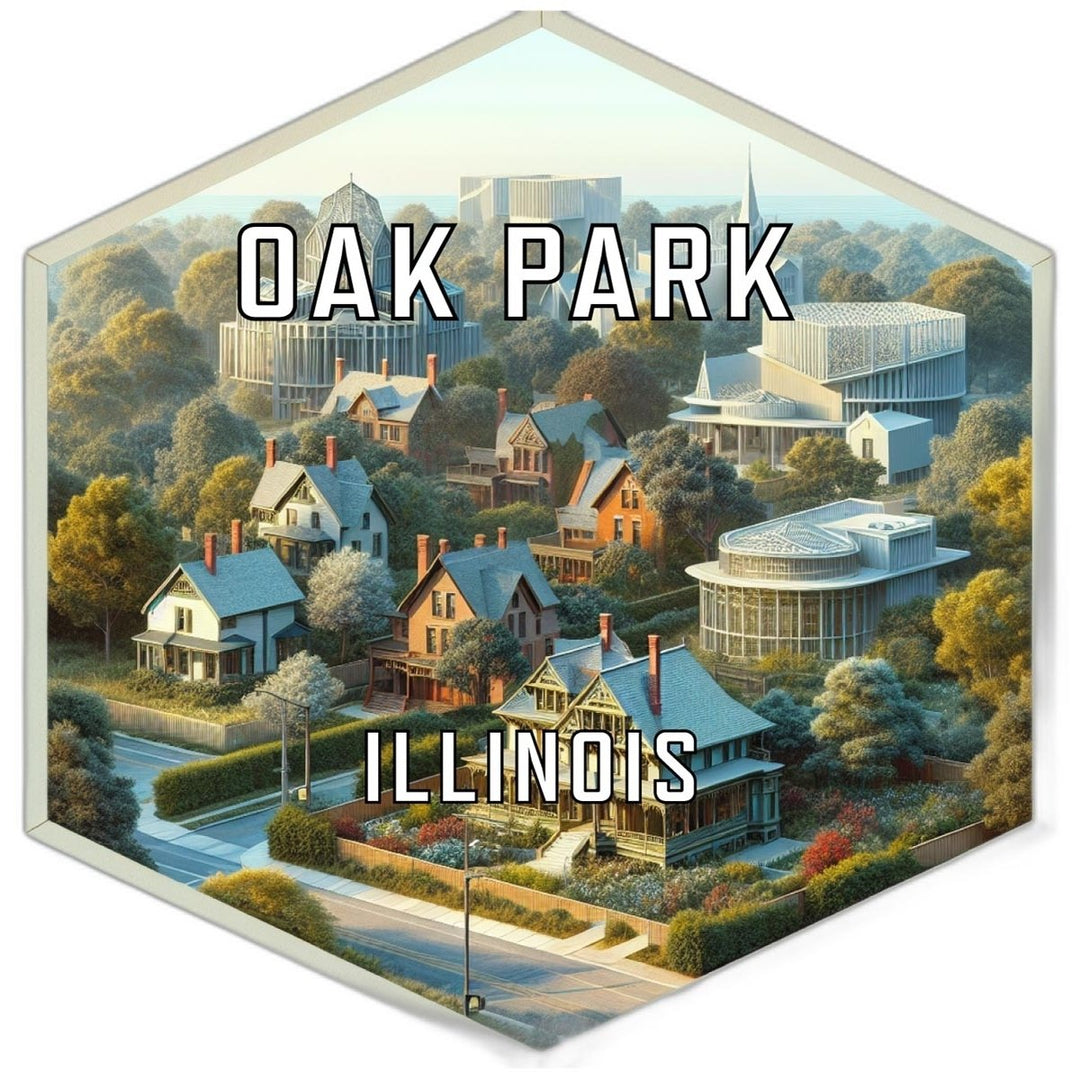 Oak Park Illinois Souvenir Travel Destination Die Cut Hexagon Fridge Magnet Image 1