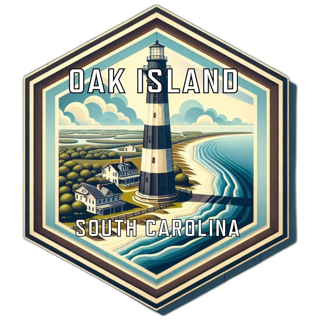 Oak Island South Carolina Souvenir Travel Destination Die Cut Hexagon Fridge Magnet Image 1