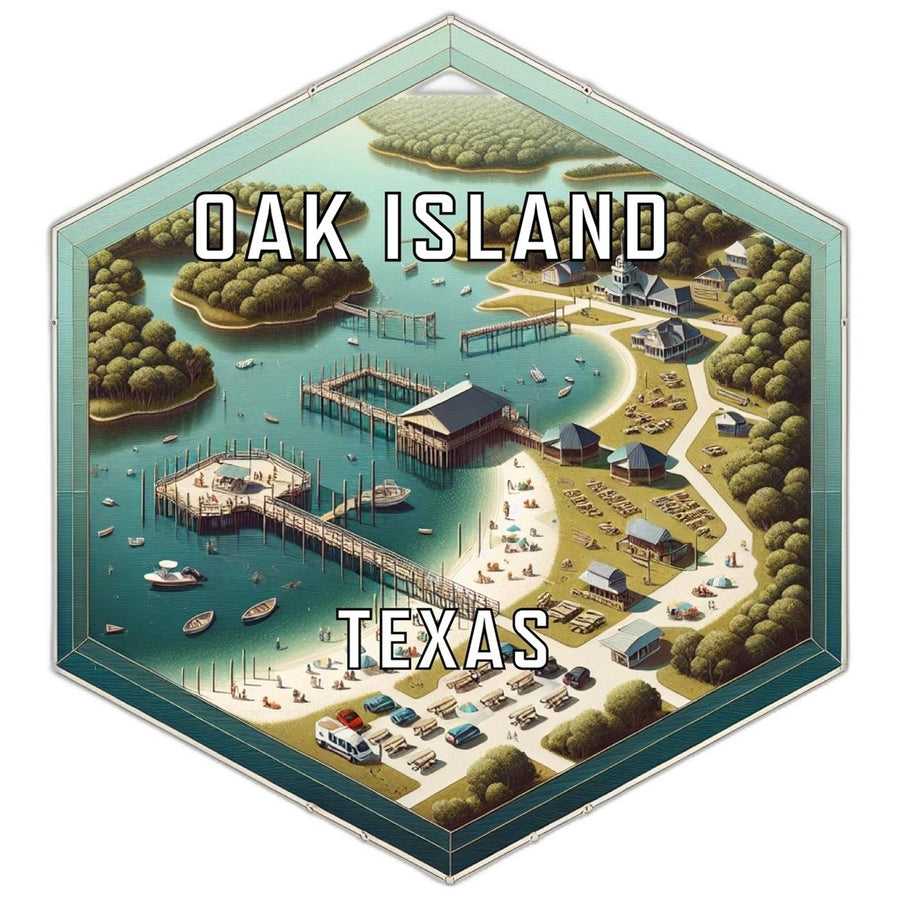 Oak Island Texas Souvenir Travel Destination Die Cut Hexagon Fridge Magnet Image 1