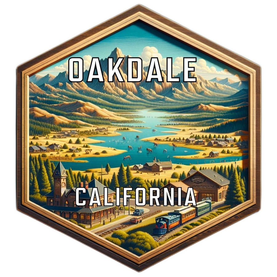 Oakdale California Souvenir Travel Destination Die Cut Hexagon Fridge Magnet Image 1