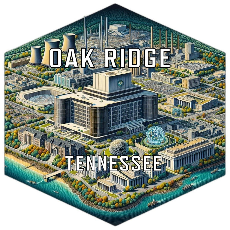 Oak Ridge Tennessee Souvenir Travel Destination Die Cut Hexagon Fridge Magnet Image 1