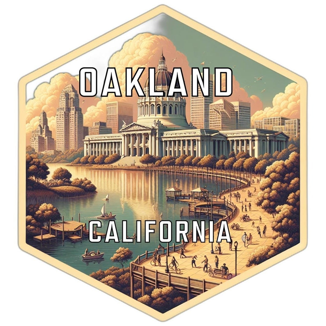 Oakland California Souvenir Travel Destination Die Cut Hexagon Fridge Magnet Image 1