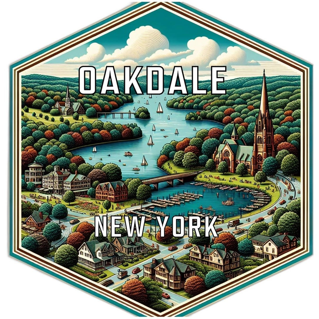 Oakdale York Souvenir Travel Destination Die Cut Hexagon Fridge Magnet Image 1