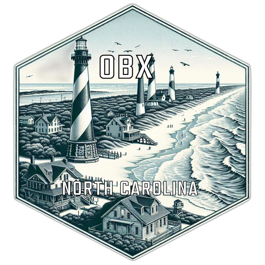 Obx North Carolina Souvenir Travel Destination Die Cut Hexagon Fridge Magnet Image 1