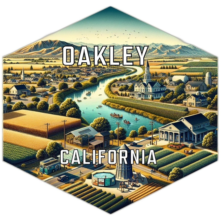 Oakley California Souvenir Travel Destination Die Cut Hexagon Fridge Magnet Image 1