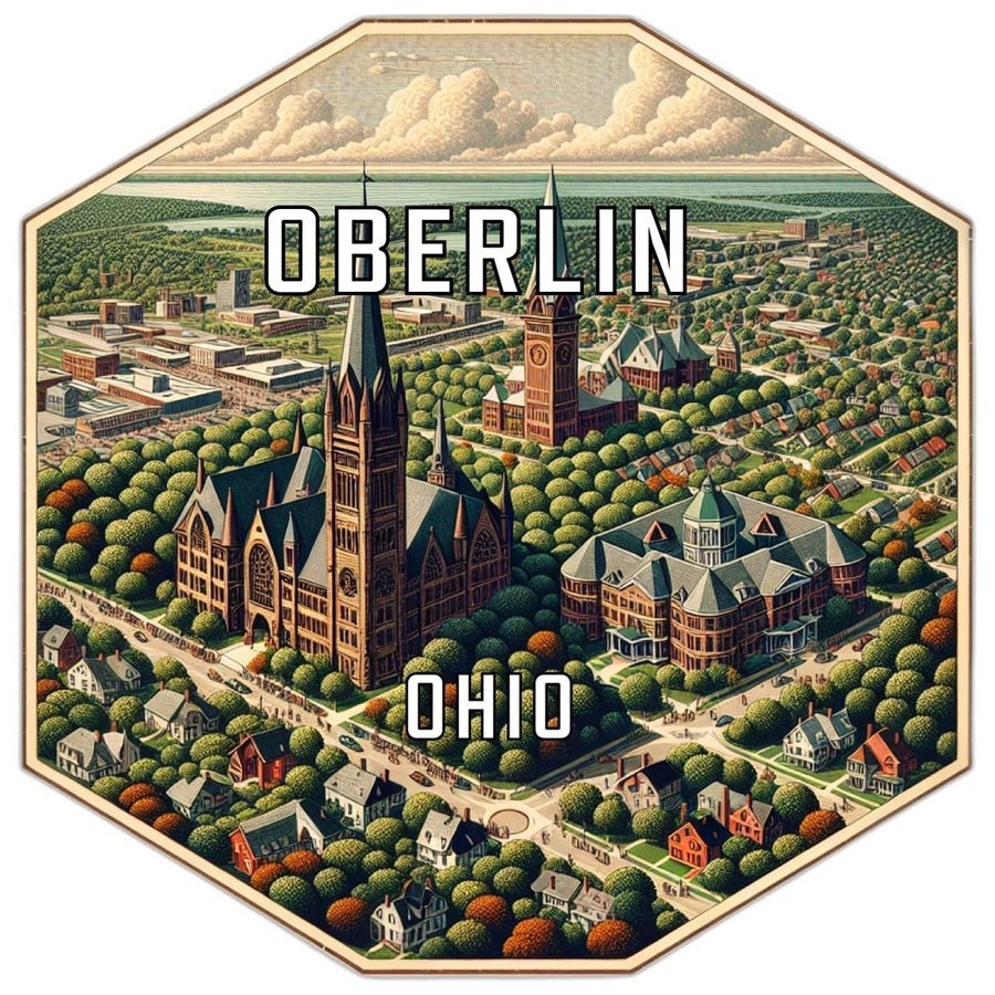 Oberlin Ohio Souvenir Travel Destination Die Cut Hexagon Fridge Magnet Image 1