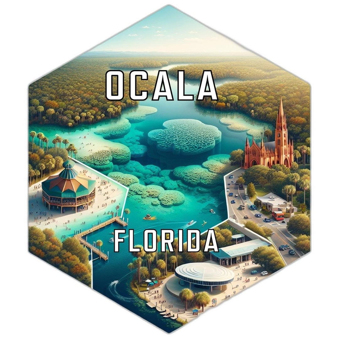 Ocala Florida Souvenir Travel Destination Die Cut Hexagon Fridge Magnet Image 1