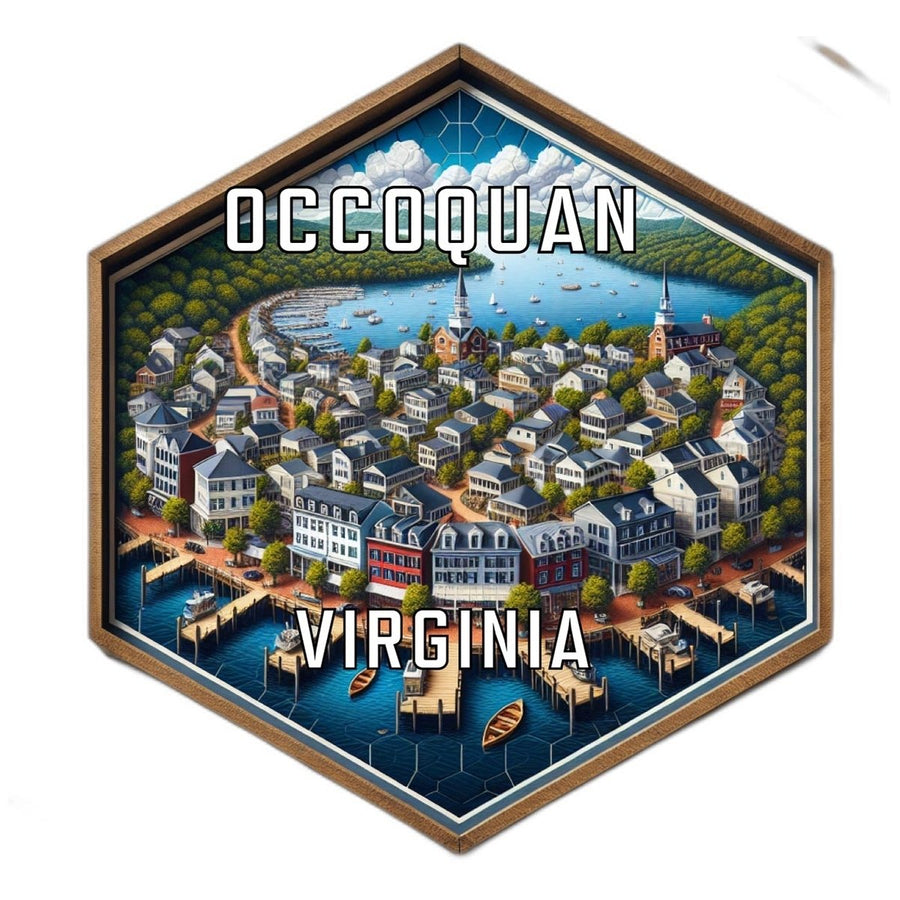 Occoquan Virginia Souvenir Travel Destination Die Cut Hexagon Fridge Magnet Image 1