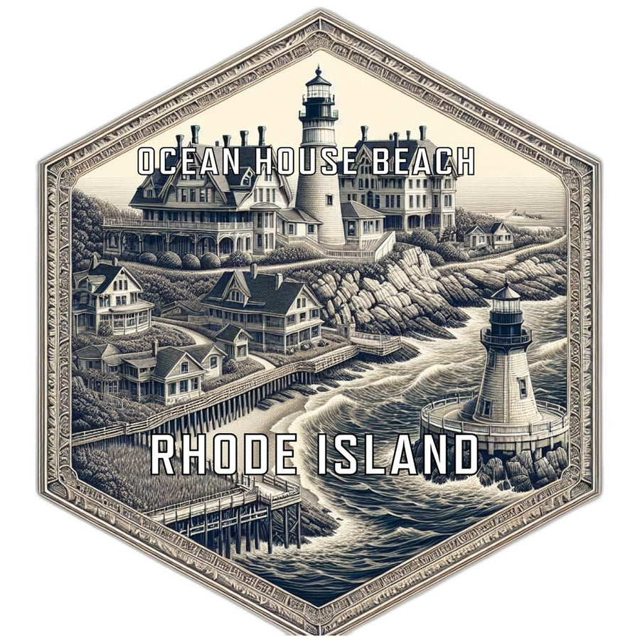 Ocean House Beach Rhode Island Souvenir Travel Destination Die Cut Hexagon Fridge Magnet Image 1