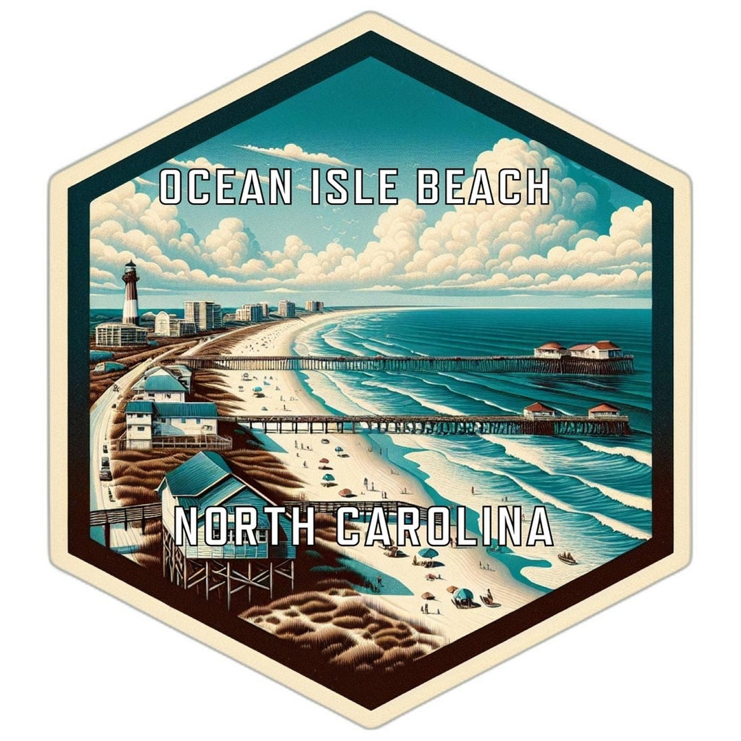 Ocean Isle Beach North Carolina Souvenir Travel Destination Die Cut Hexagon Fridge Magnet Image 1