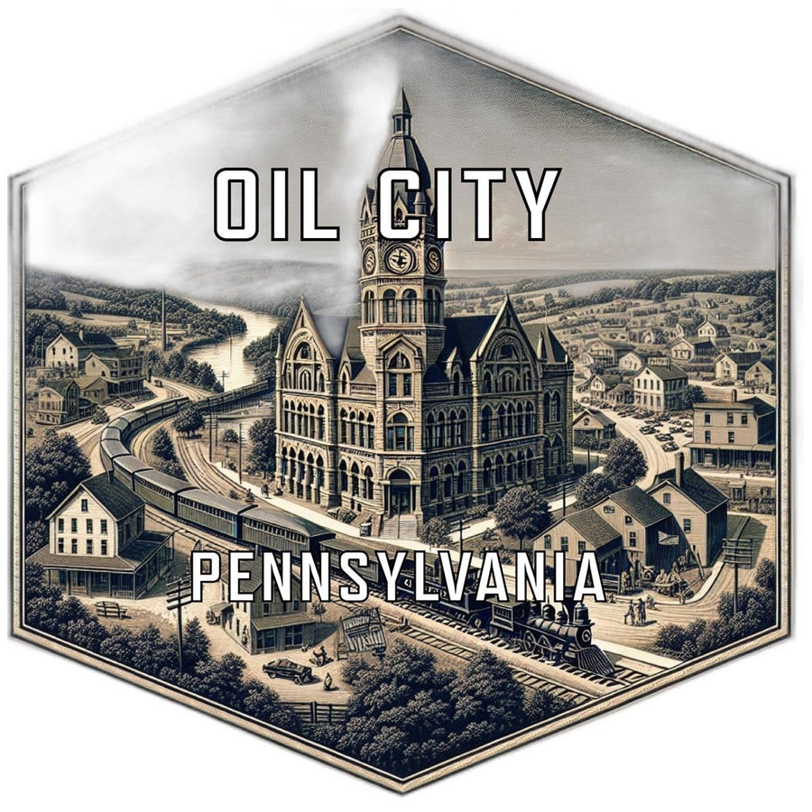 Oil City Pennsylvania Souvenir Travel Destination Die Cut Hexagon Fridge Magnet Image 1