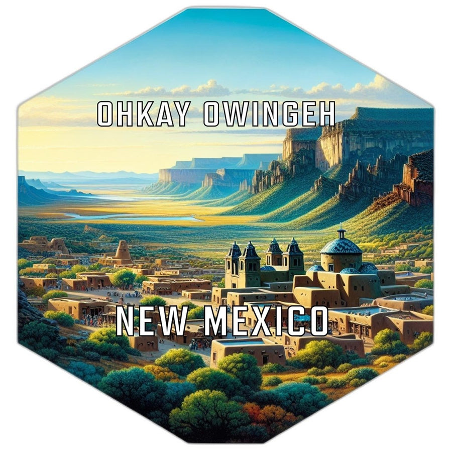 Ohkay Owingeh Mexico Souvenir Travel Destination Die Cut Hexagon Fridge Magnet Image 1